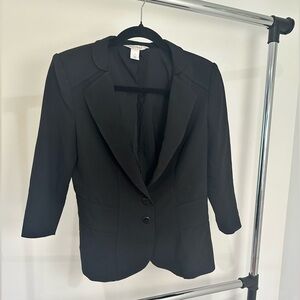 White House Black Market Black Blazer 3/4 Length Sleeves - Size 4